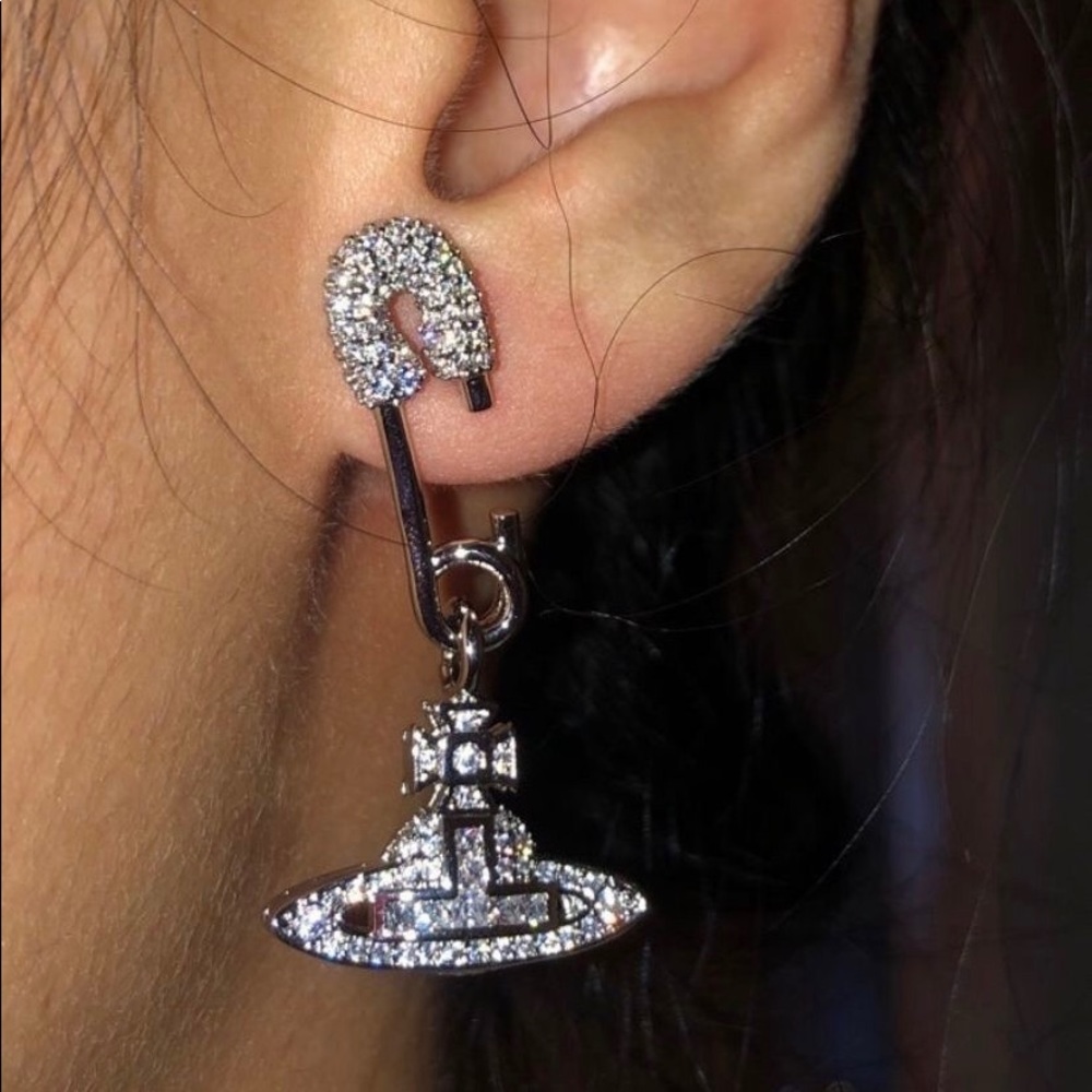 Vivienne Westwood Safety Pin Crystal drop earrings